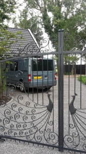 detail poort met pauw